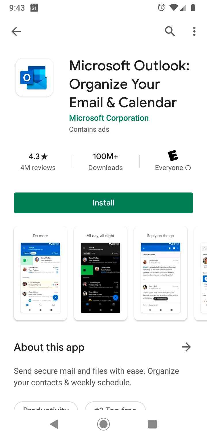 Google Play Store - Microsoft Outlook