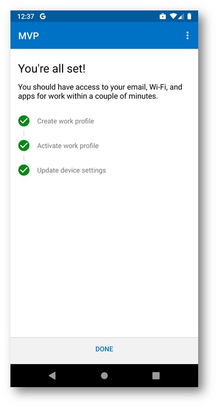 Android Work Profile Setup Complete